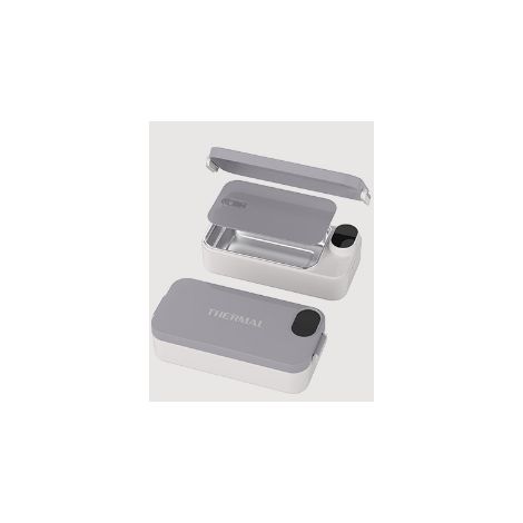 boîte repas chauffante sans fil grise en acier inoxydable 304 sans ajout d'eau boîte déjeuner isotherme portable pour bureau et voiture (1/5)