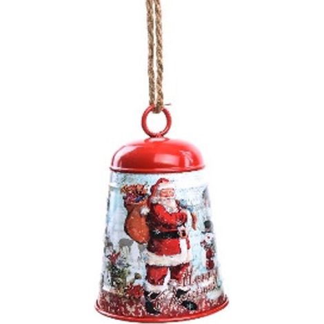 Campana decorata in metallo Babbo Natale per decorazioni natalizie -Modello 3