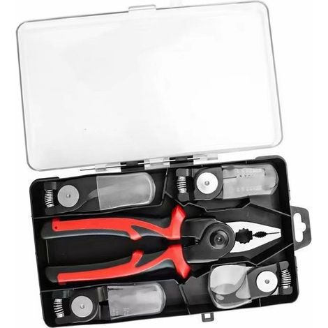 Kit de Pinces Interchangeables, Kit d'Outils Polyvalent et Robuste, Pince 5 en 1 avec Têtes Interchangeables, Poignée en PVC, Boîte à Outils Portable, Coupe-fil (1/5)