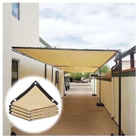 Filet d'ombrage de Jardin avec œillets Couverture d'ombrage extérieure pour pergola, terrasse, Plantes, Camping, Serre, poulailler, Beige, taux d'ombrage de 90%(3x5m) (1/5)