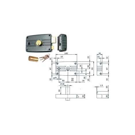 SERRATURA PORTE FERRO C/QUADRO CATEN. E SCR. CIL. FISSO S/AL. 485/486- - mm.60 SX (486603) - 2 pezzi ISEO