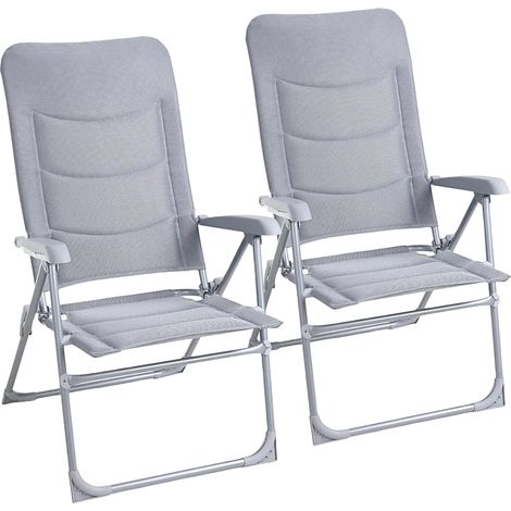 Klappbarer Gartenstuhl aus Aluminium, 7-fach verstellbar, für Camping, Balkon - (2 Stühle) (1/5)