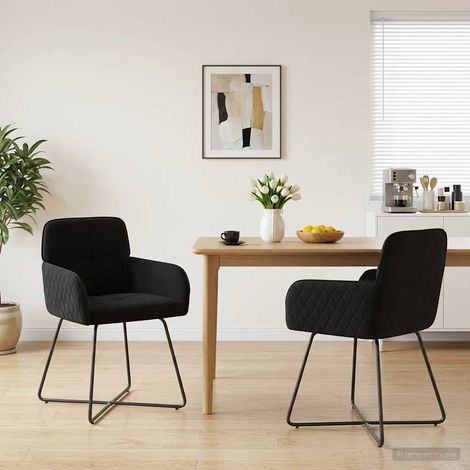 vidaXL Sillas de comedor 2 uds. Terciopelo Negro 59 x 56,5 x 86 cm (1/5)