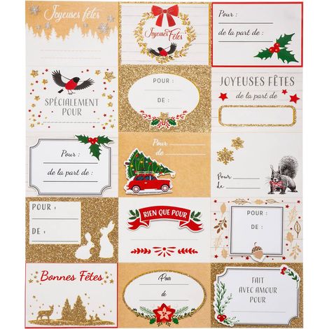 Bogen mit 15 dekorierten, selbstklebenden Geschenkanhängern - Feeric lights & christmas