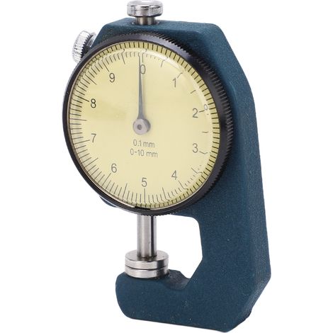 Micromètre d'épaisseur portable à échelle transparente et affichage à aiguille, résistant à l'usure, pour mesures de 0 à 10 mm. Tête plate. (1/5)