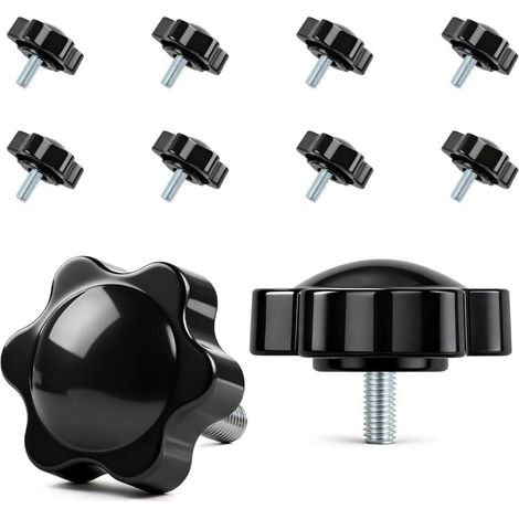 Lot de 10 vis à poignée étoile - Vis moletées M5 x 10 mm - Vis avec poignée - Vis à tête étoile - Écrou à poignée étoile - Pour machine-outils, machines de serrage (1/5)
