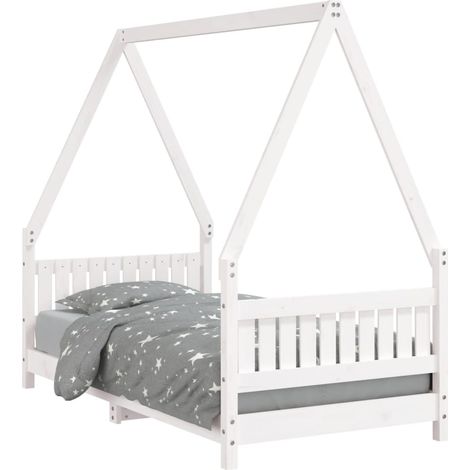 Lit enfant - Lit contemporain blanc 80x160 cm bois de pin massif fr6074 - Maison La Vie (1/5)