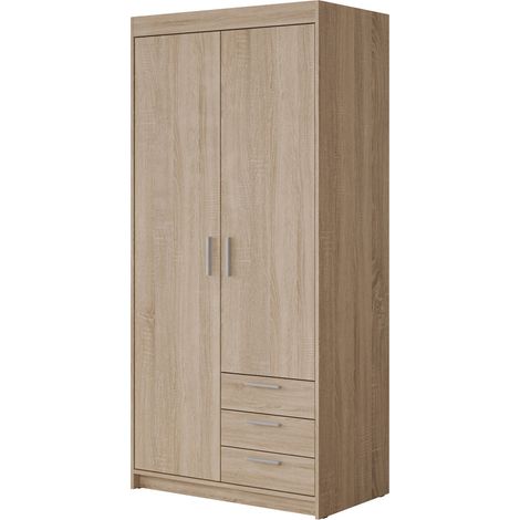 Armoire Novduni 112, Sonoma chêne, 191x90x53cm, Portes d'armoire: Avec des charnières, Nombre d'étagères: 0 (1/4)