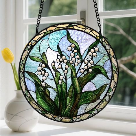 20cm Suspension en vitrail, attrape-soleil artistique coloré élégant unique, décoration jardin intérieur, cadeau Anniversaire pour femme, homme, tante (1/5)