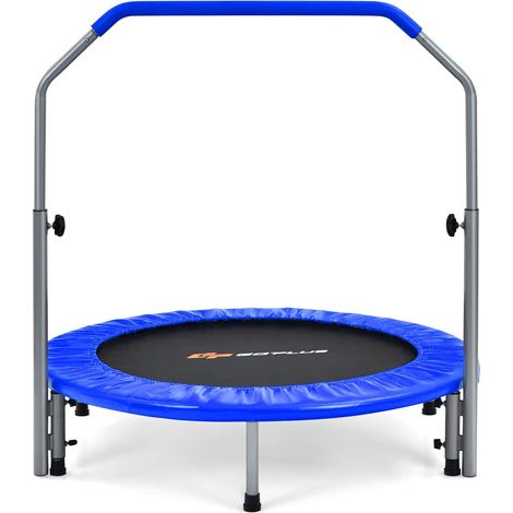 Mini Trampolino Pieghevole, Trampolino Fitness per Adulti e Bambini con Maniglia Regolabile in 4 Altezze, Capacità di Carico 150 kg (1/5)