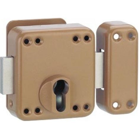 Thirard – Verrou double entrée Rafale pour porte à cylindre – Acier embouti – Finition epoxy bronze – Système de fermeture renforcé