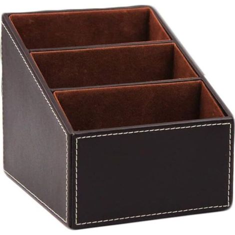 Support de télécommande en cuir PU, organiseur de bureau pour guide TV, courrier, électronique, téléphone, lunettes et stylos cosmétiques-1 pcs