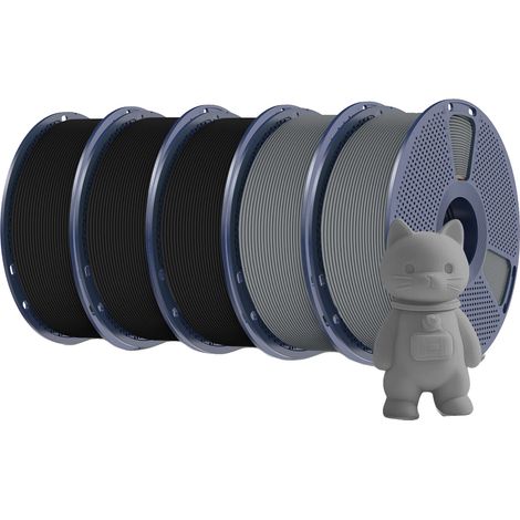 Filamento para impresora 3D, material PLA, baja contracción, 3BK 2GY (1/2)