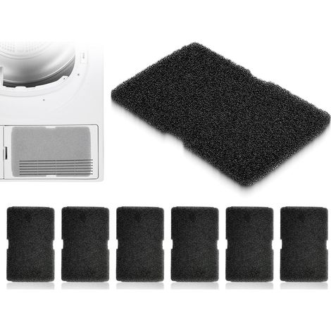 Pack de 6 filtros para secadora, recambios de filtro de esponja, filtro de esponja 2964840100, compatible con secadoras con bomba de calor Beko y Grundig (240 x 155 x 10 mm)