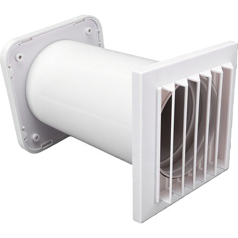 Système de ventilation passive carrée traversant le mur, avec conduit et persiennes, pour bureau à domicile (1/5)