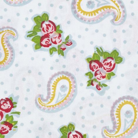 HOMESCAPES Pure Cotton Paisley and Dots Fabric 150cm Wide