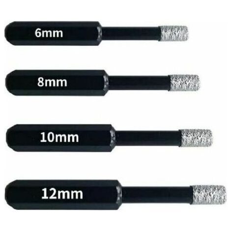 Forets Diamant Professionnels pour Carrelage, Céramique, Verre et Pierre - Coffret de 4 Mèches Diamantées (6mm, 8mm, 10mm, 12mm) - Scies-Cloches pour Grès Cérame et Tuiles (1/5)