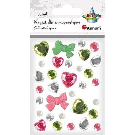 Selbstklebende Kristalle, grün-rosa gemischt, 33 Stück