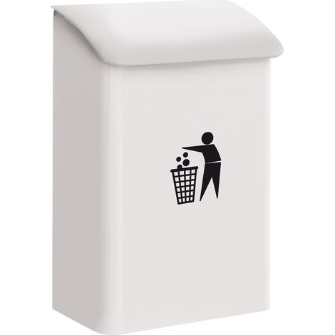ARREGUI E6101 Papelera Mural de Acero para garajes, interiores y zonas comunes, papelera de garaje, 18 L, blanco