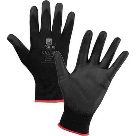Neri Safety Guantes de Trabajo POL-01 en Poliestireno con Revestimiento de Poliuretano Talla 7 - Paquete de 12