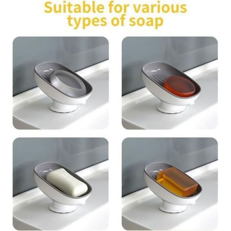 Porte-Savon - Ventouse Drainante 45° - Pour Salle De Bain Douche Cuisine - Lot De 2 (1/5)