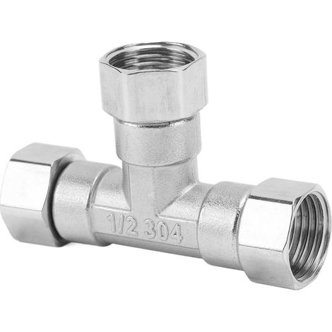 Raccord 3-Way Tee AISI 304 Acier Inoxydable Adaptateur Canalisation G1/2 Femelle pour Eau et Gaz (1/5)
