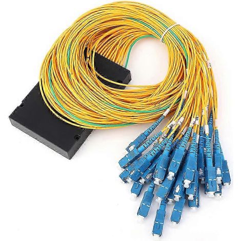 Répartiteur fibre optique monomode 1x32, module PLC avec connecteurs SC/UPC, faible perte, installation rapide pour réseaux FTTH et télécoms, boîtier compact, distribution optique fiable. (1/3)