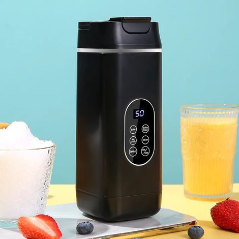 (Noir) Presse-agrumes sans fil avec fonction glace, shaker électrique à 12 lames, rechargeable par USB (1/5)
