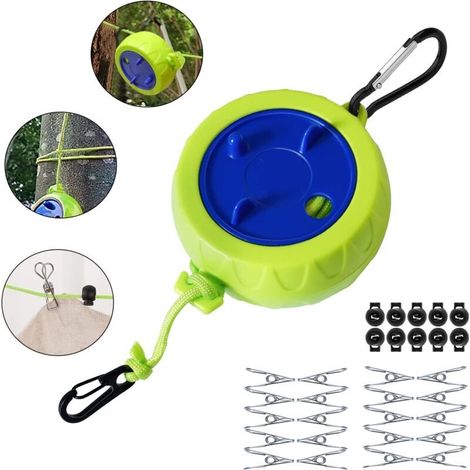 Lot de corde à linge, anti-enroulement, extensible, pour séchoir à linge, salle de bain, camping en plein air (1/5)