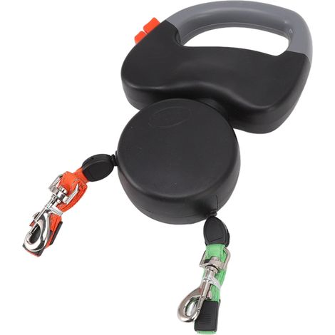 Laisse double rétractable de 3 mètres pour animaux de compagnie, enrouleur automatique, accessoire de laisse de marche pour chiens, noir (1/5)