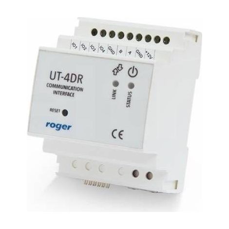 Interfaccia di comunicazione Roger UT-4DR RS485 Ethernet 110x110x80 mm
