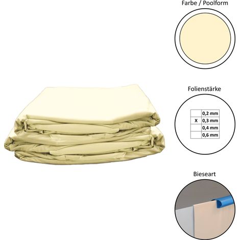 Pool Ersatzfolie rund - Dicke 0,3mm - Tiefe 120 cm - Farbe sandfarben - overlap 350 x 120 cm (1/4)