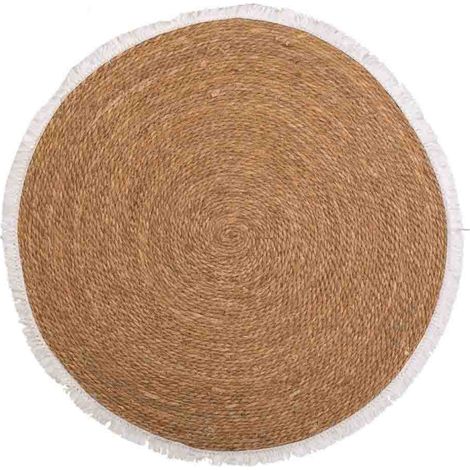 Alfombra fibra natural tejido artesanal marrón d100x1