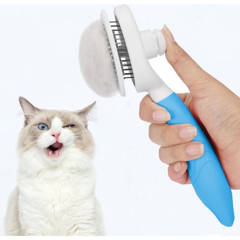 Cepillo de aseo para gatos, cepillo de masaje autolimpiante y respetuoso con la piel para perros y gatos que sueltan pelo, MEJORADO (1/5)