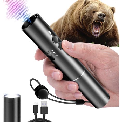 Bocina de aire electrónica para osos, silbato recargable de 120 dB con linterna para caminatas y campamentos, dispositivo de disuasión de vida silvestre y seguridad de emergencia, puede reemplazar la 