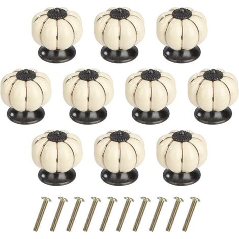 ZVD Boutons de meuble Boutons de tiroir citrouille Boutons de meubles en céramique avec vis en alliage pouRôtiroir de placard Cuisine 10 pièces (Ivoire)-Fei Yu (1/4)