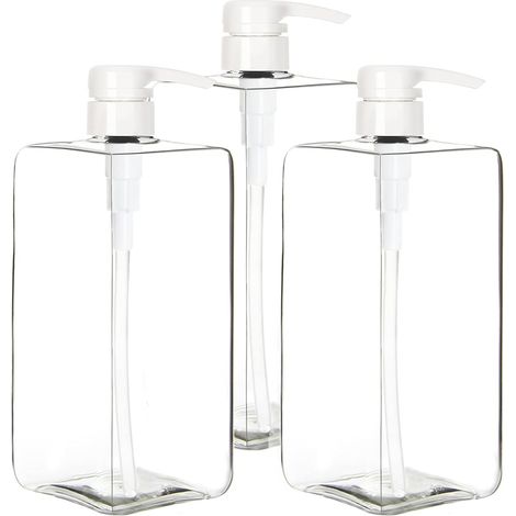 Distributeur Pompe - Bouteille Pompe Vide - 1 L et 300 ML - Pour Shampoing Gel Douche Lotion - Lot de 3 (1/5)