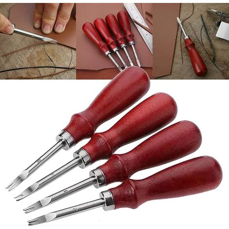 Leather Edge Trimmer, Leather Chamfer for Leather Working, Leather Edging Tools with Wood Handle for Leather Cutting Craft