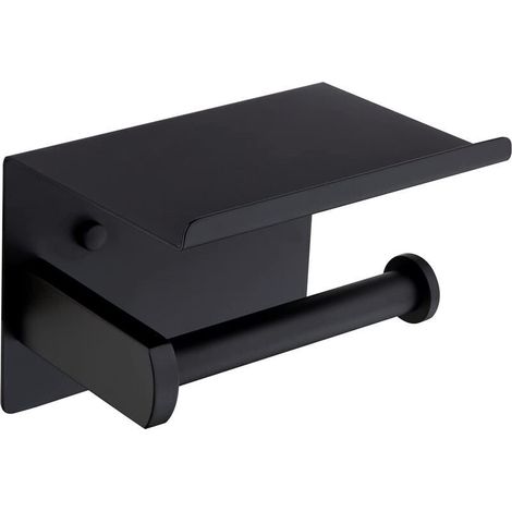 Porte Papier Toilette Noir Mural en Acier Inoxydable Distributeur Papier avec Tablette pour Salle de Bain Cuisine (1/4)