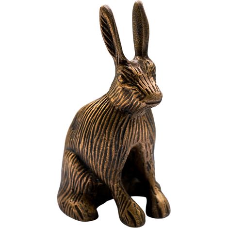 Cast Aluminium Hare Candle Holder - Aluminium - L9.5 x W10 x H18 cm - Antique Brass