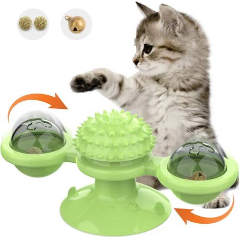Interaktives Katzenspielzeug, drehbares Windmühlen-Katzenspielzeug, Kauspielzeug-Rekord P