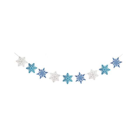 Guirlande Flocon De Neige - Pailletée Blanc Bleu - Décoration Hivernale Pour Fête Et Intérieur - Lot De 1 (1/5)