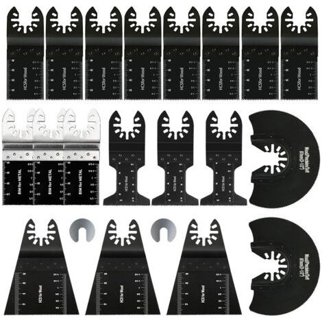 Lot de 22 Lame de Scie Oscillante, Lames Oscillantes en bois et métal pour Plastique, Bois, Métal, Fein Multimaster, Milwaukee, Black&Decker, Ryobi, Rockwell (1/5)