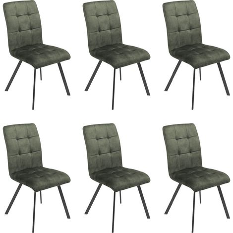 JOHN - Lot de 6 Chaises Capitonnées Vert (1/2)