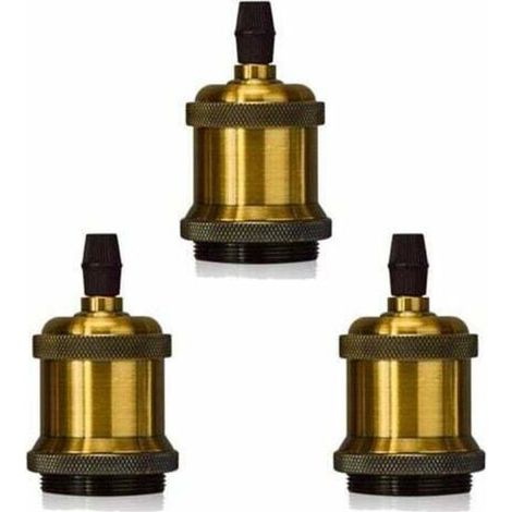 Lot de 3 Edison Douille E27 Spirale DIY Adaptateur de Lampe Vintage Rétro pour Lustre Suspension, Ensoleillé