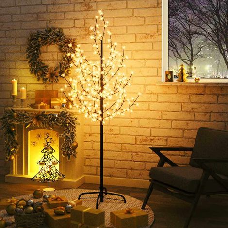 vidaXL Árbol LED con flor de cerezo 200 LED blanco cálido 180 cm (1/5)