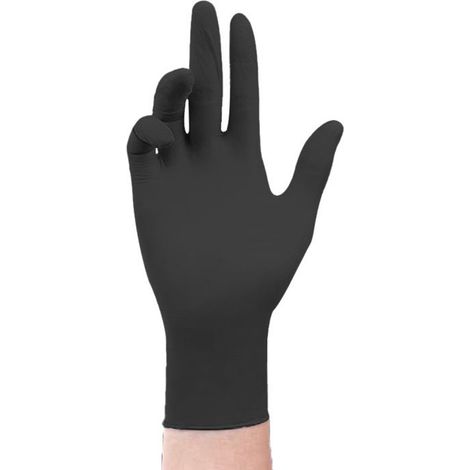 100 gants nitrile noirs taille M, haute élasticité épais, protection mains, examen inspection, lot de 100 pièces (1/5)