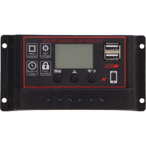 Regolatore di carica solare, regolatore intelligente della batteria con due porte USB, 12V/24V, PWM, impostazioni automatiche regolabili, schermo LCD, 80A (1/4)