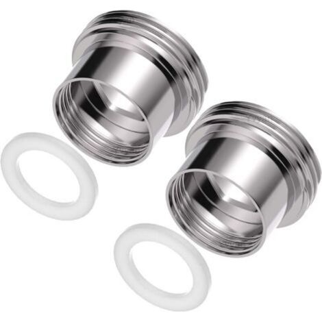 Lot de 2 adaptateurs de robinet, filetage intérieur F16 vers filetage extérieur M22, adaptateur d'aérateur, idéal pour aérateur et lavabos (argenté, F16-M22) (1/5)