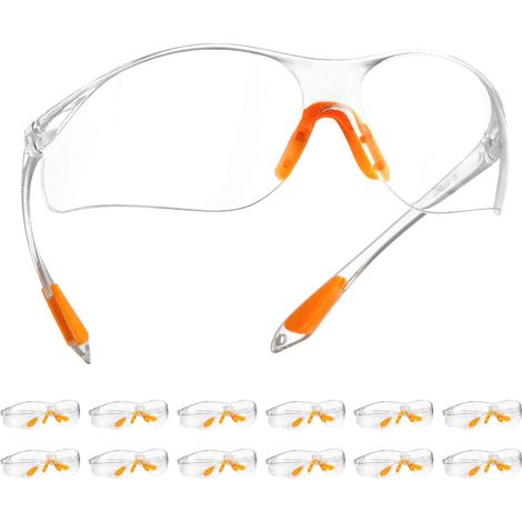Lunette de Protection,Lot de 12 Lunette de sécurité avec Lentilles Transparentes Anti-Buée Lunette Protection pour Jardin Laboratoire Cyclisme (1/5)